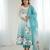 Blue White Ombre Anarkali Dress with Dupatta