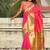 rani pink maharastrian paithani silk blend saree