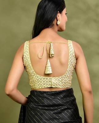 Golden Pearl Cutdana Sleeveless Padded Blouse 3