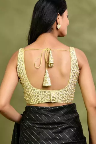 Golden Pearl Cutdana Sleeveless Padded Blouse