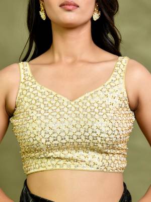 Golden Pearl Cutdana Sleeveless Padded Blouse 4