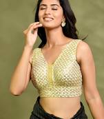 Golden Pearl Cutdana Sleeveless Padded Blouse