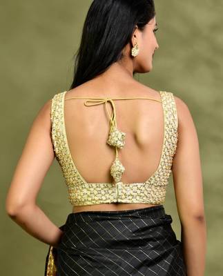Golden Pearl Cutdana Sleeveless Padded Blouse 3