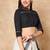 Black Pure Cotton Collared Neck Readymade Blouse