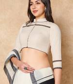 Cream Pure Cotton Collared Neck Readymade Blouse