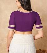 Purple Pure Cotton Round Neck Readymade Blouse