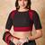 Black & Red Pure Cotton Round Neck Readymade Blouse