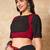 Black & Red Pure Cotton Round Neck Readymade Blouse