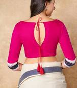 Pink Pure Cotton Boat Neck Readymade Blouse