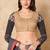 Beige Pure Cotton Readymade Blouse With Hand Block Printed Ajrakh Sleeves