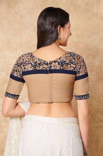 Beige Kalamkari Pure Cotton Readymade Blouse