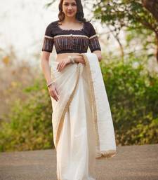 Black Hand Block Printed Ajrakh Pure Cotton Round Neck Readymade Blouse