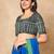 Green Hand Block Printed Ajrakh Pure Cotton Round Neck Readymade Blouse