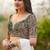 Beige Hand Block Printed Ajrakh Pure Cotton Sweetheart Neck Readymade Blouse