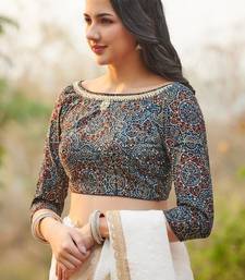 Blue Hand Block Printed Ajrakh Pure Cotton Readymade Blouse