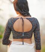 Blue Hand Block Printed Ajrakh Pure Cotton Readymade Blouse