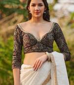 Black Hand Block Printed Ajrakh Pure Cotton Readymade Blouse