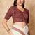 Maroon Hand Block Printed Ajrakh Pure Cotton Round Neck Readymade Blouse