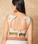 Off White Pure Cotton Boat Neck Readymade Blouse