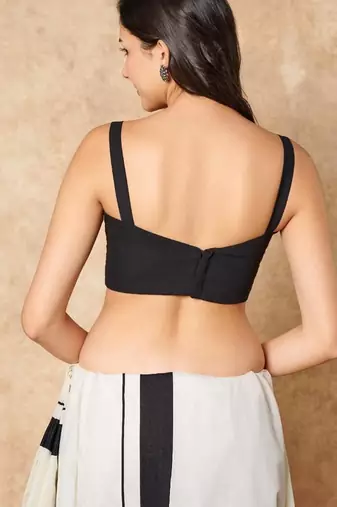 Black Pure Cotton Sleeveless Readymade Blouse