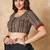 Beige-Black Hand Block Printed Ajrakh Pure Cotton Round Neck Readymade Blouse