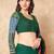 Green Pure Cotton Readymade Blouse With Hand Block Printed Ajrakh Sleeves