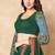 Green Pure Cotton Readymade Blouse With Hand Block Printed Ajrakh Sleeves