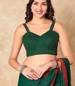 Green Pure Cotton Sleeveless Readymade Blouse