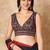 Black Hand Block Printed Ajrakh Pure Cotton V Neck Readymade Blouse