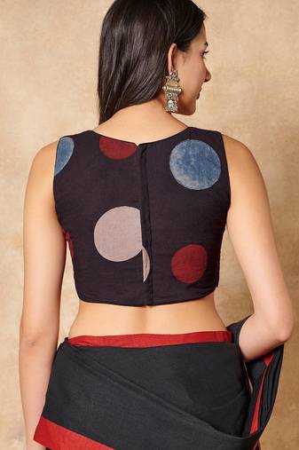 Black Pure Cotton Sleeveless Readymade Blouse