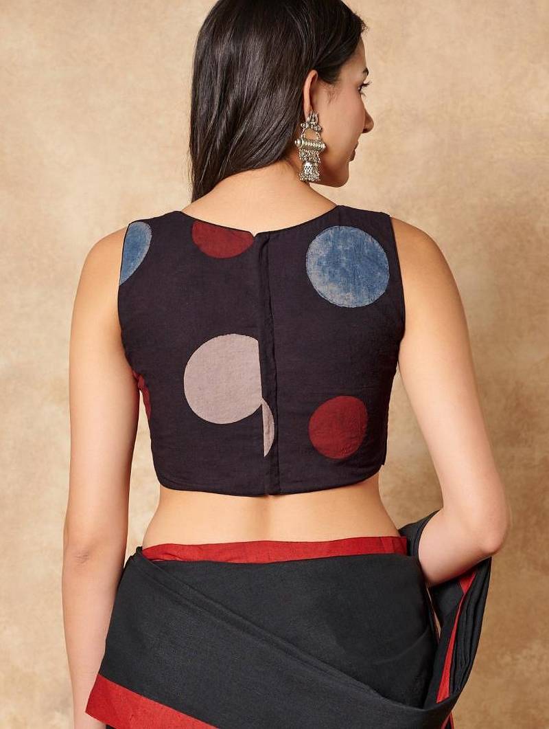Black Pure Cotton Sleeveless Readymade Blouse