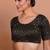 Black Brocade Round Neck Readymade Padded Blouse