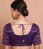 Purple Brocade Round Neck Readymade Blouse