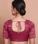 Pink Brocade Round Neck Readymade Blouse