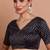 Navy Blue Brocade V Neck Readymade Blouse