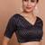 Navy Blue Brocade V Neck Readymade Blouse