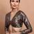 Black Brocade V Neck Readymade Padded Blouse