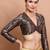 Black Brocade V Neck Readymade Padded Blouse