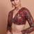 Wine Georgette Embroidered V Neck Readymade Blouse