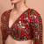 Wine Georgette Embroidered V Neck Readymade Blouse
