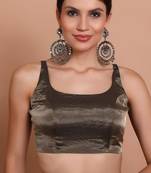 Grey Tissue Sleeveless Readymade Blouse