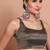 Grey Tissue Sleeveless Readymade Blouse