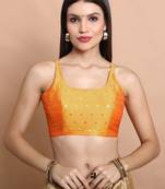 Yellow Brocade Sleeveless Readymade Blouse
