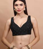 Black Silk Sleeveless Readymade Blouse