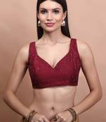 Maroon Silk Sleeveless Readymade Blouse