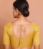 Golden Tissue Round Neck Readymade Blouse