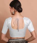 Silver Tissue Round Neck Readymade Blouse