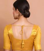 Dark Gold Tissue Round Neck Readymade blouse