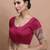Wine Silk Round Neck Readymade Blouse