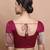 Wine Silk Round Neck Readymade Blouse